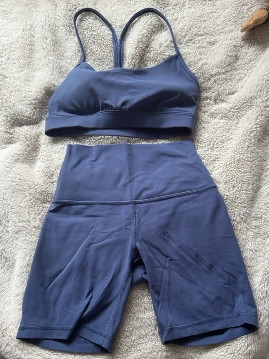 Lululemon Two-Piece Slate Blue Active Set - Sports Bra & Align Shorts - Picture 5 of 7
